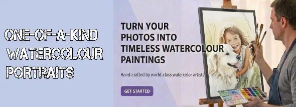 Hand‑painted watercolour portrait turning a personal photo into soft, artistic artwork.